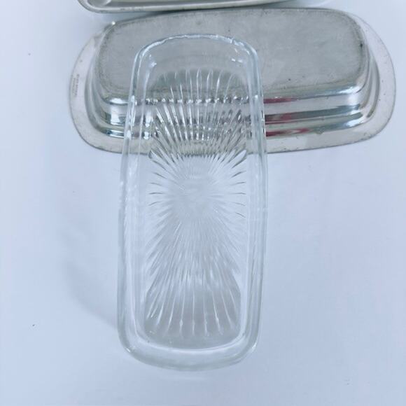 MCM Silver Plated Butter Dish w/Glass butter Tray Pewter Berry & Leaf Handle VTG - Picture 6 of 16